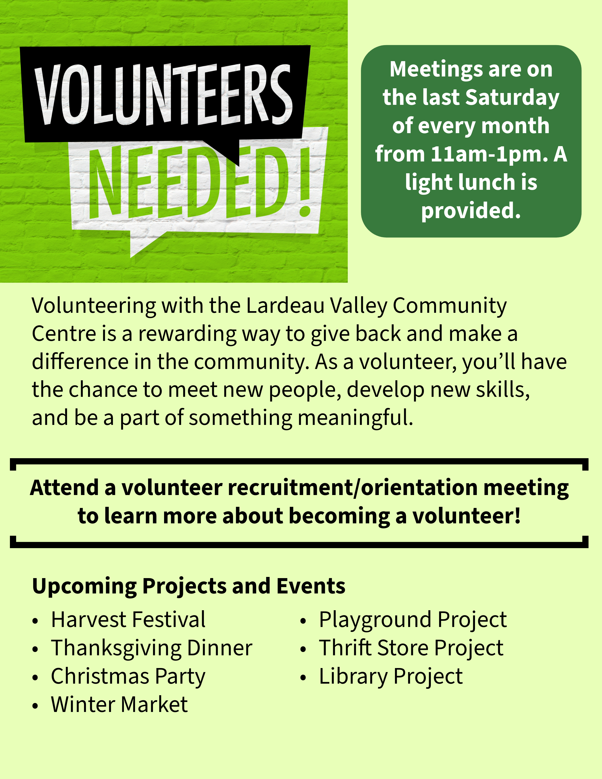 Volunteer Recruitment - October 25, 2025